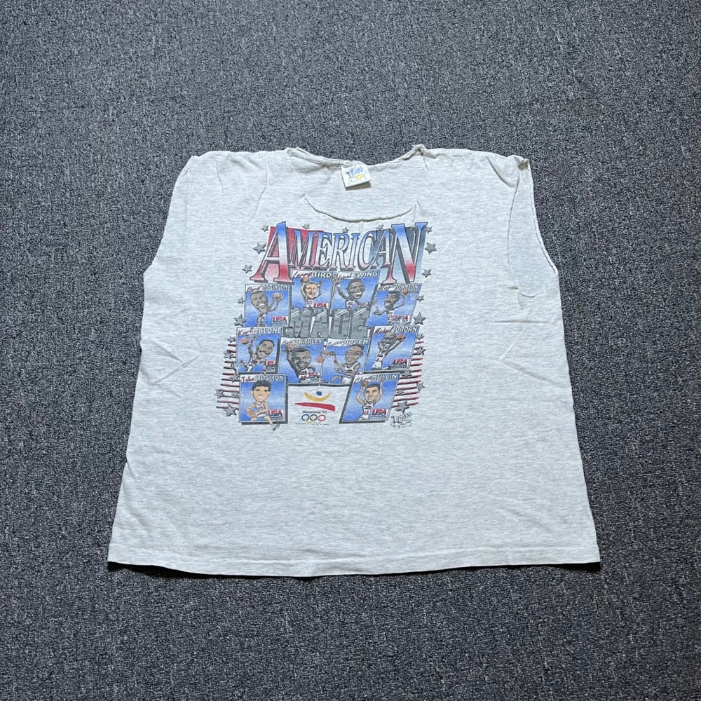 Vintage Official Fan Dream Team Tank Top XL Grey Barcelona 1992 USA Basketball